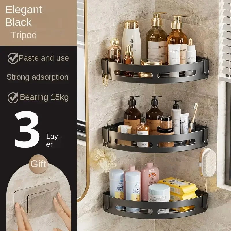 NEU 3/2/1 Stück Selbstklebende Badezimmer-Shampoohalter Duschablage Aufbewahrungsregale Ohne Bohren Eckregal Handtuchhalter Regale Für – Detail 6