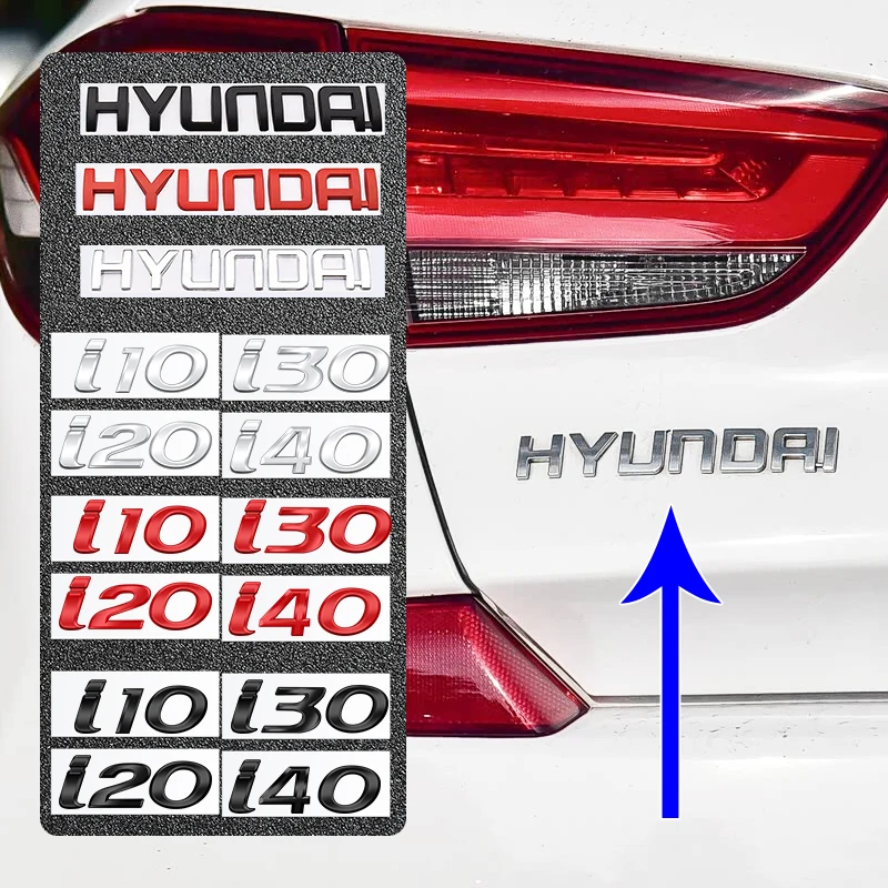 ثلاثية الأبعاد سيارة معدنية رسالة الخلفي الجذع الشارات شعار شارة الحاجز الجانب ملصق مائي التصميم اكسسوارات لشركة هيونداي I10 I20 I30 I40 #1