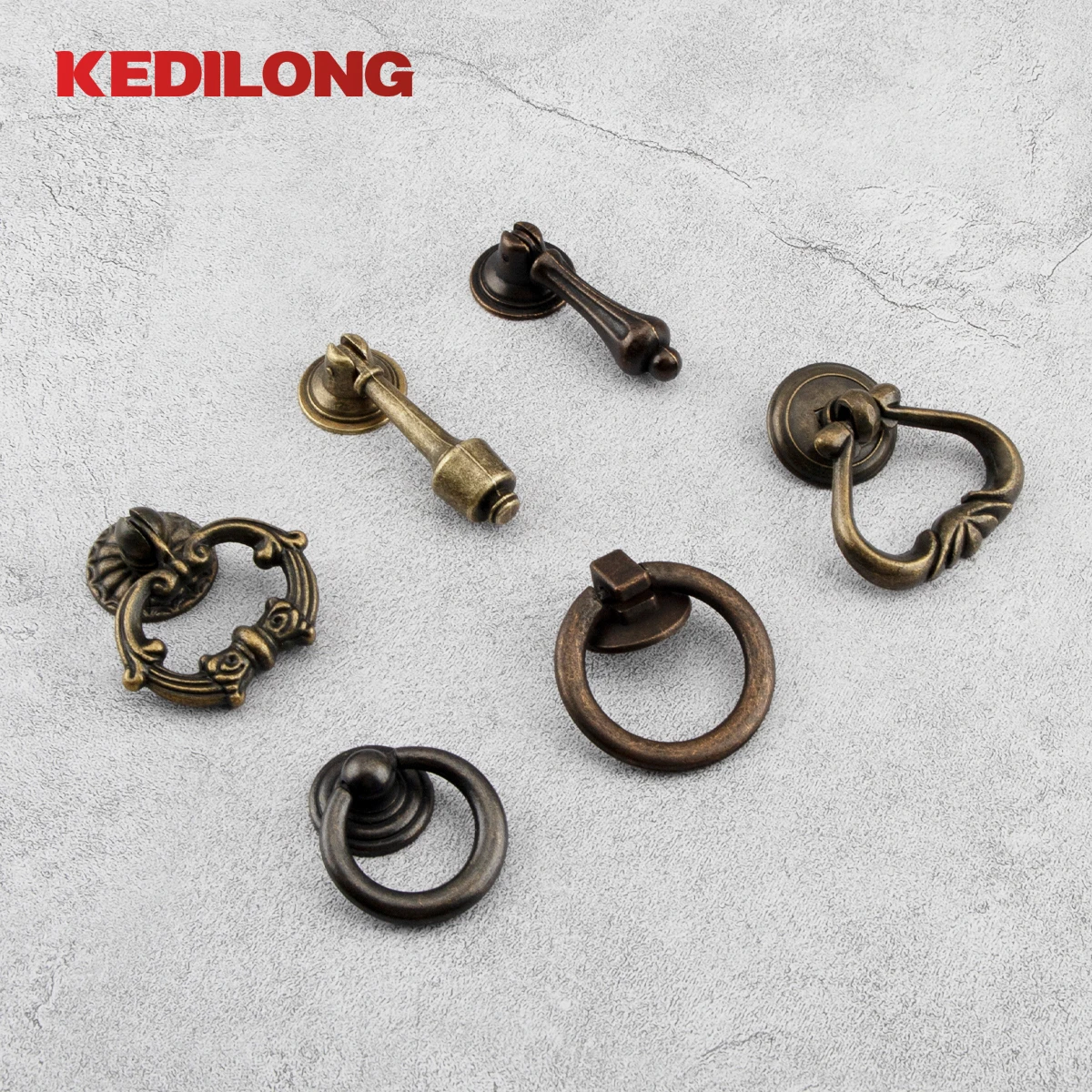 

KEDLO Furniture Hardware American Retro Style Bronze Ring Handle Zinc Alloy Cabinet Bedside Cabinet Drawer Knob Cabinet Handle