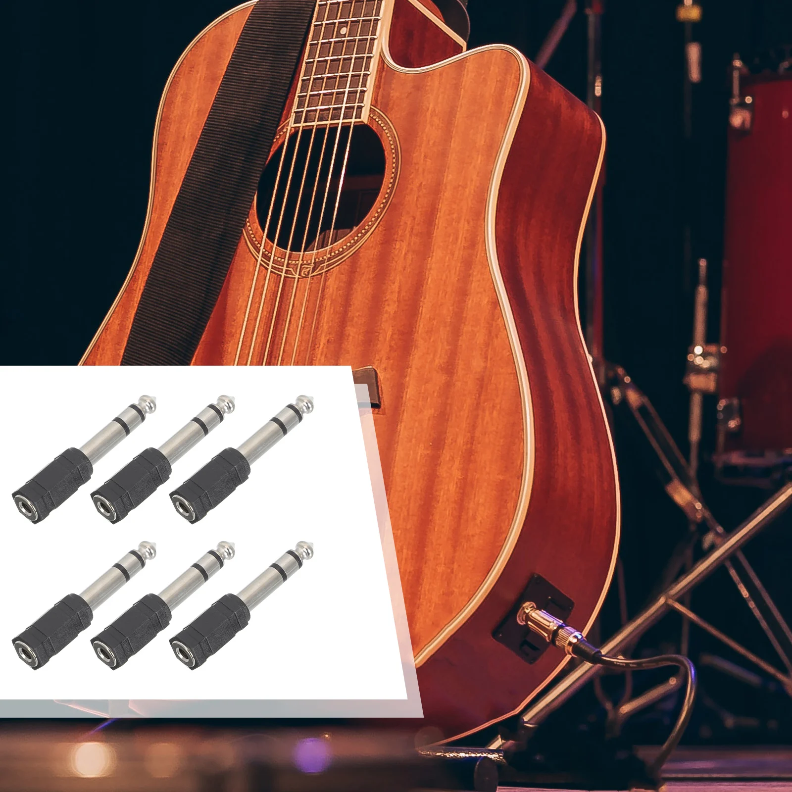 

Guitar Audio Cable Adapter Mic Connector Conversion Head Microphone Audio Plug Zinc Alloy Rubber Durable Improve Clarity Music