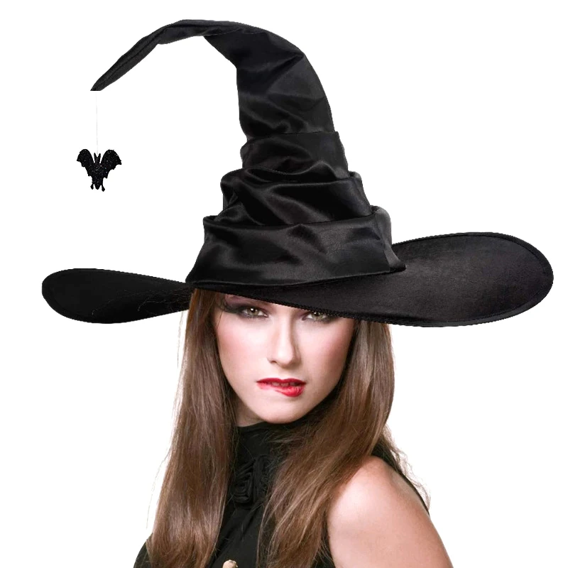 Halloween Folds Witch Wizard Black Hat Party Costume Cosplay copricapo Devil Cap puntelli decorazione forniture per donne adulte uomini