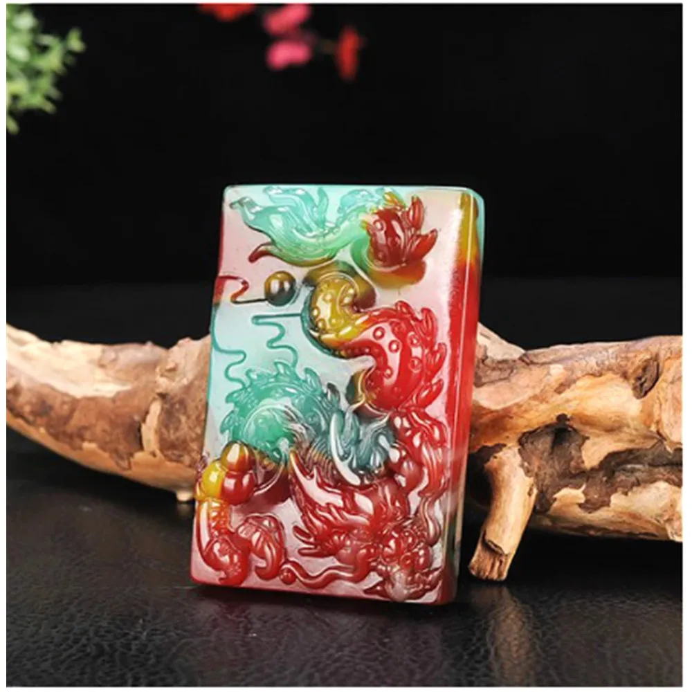 

Натуральный цвет нефритовый дракон кулон ожерелье китайский ручной работы Шарм ювелирные изделия модные аксессуары амулет фэншуй мужчины женщины