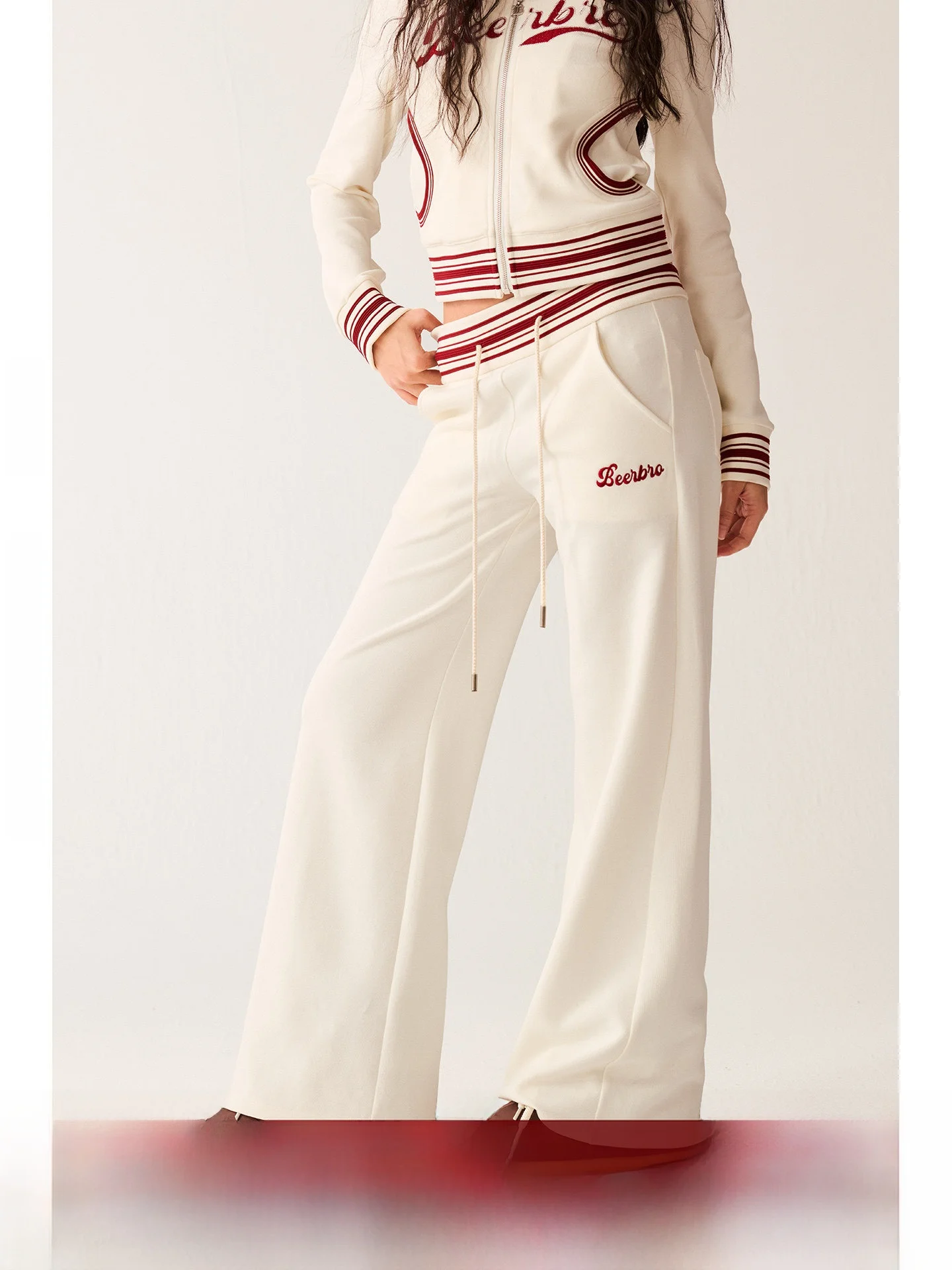 

BeerBro Retro Sound Wave Spicy Girl Loose Fit Elastic Waist Casual Sweatpants Bell Bot Cotton Polyester Spandex Blend