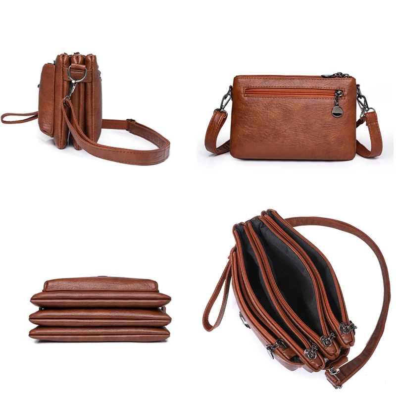 Women 2024 Sac A Main High Quality Soft Leather Luxury Multilayer Purse And Handbags Designer Female Shoulder Crossbody Bags For