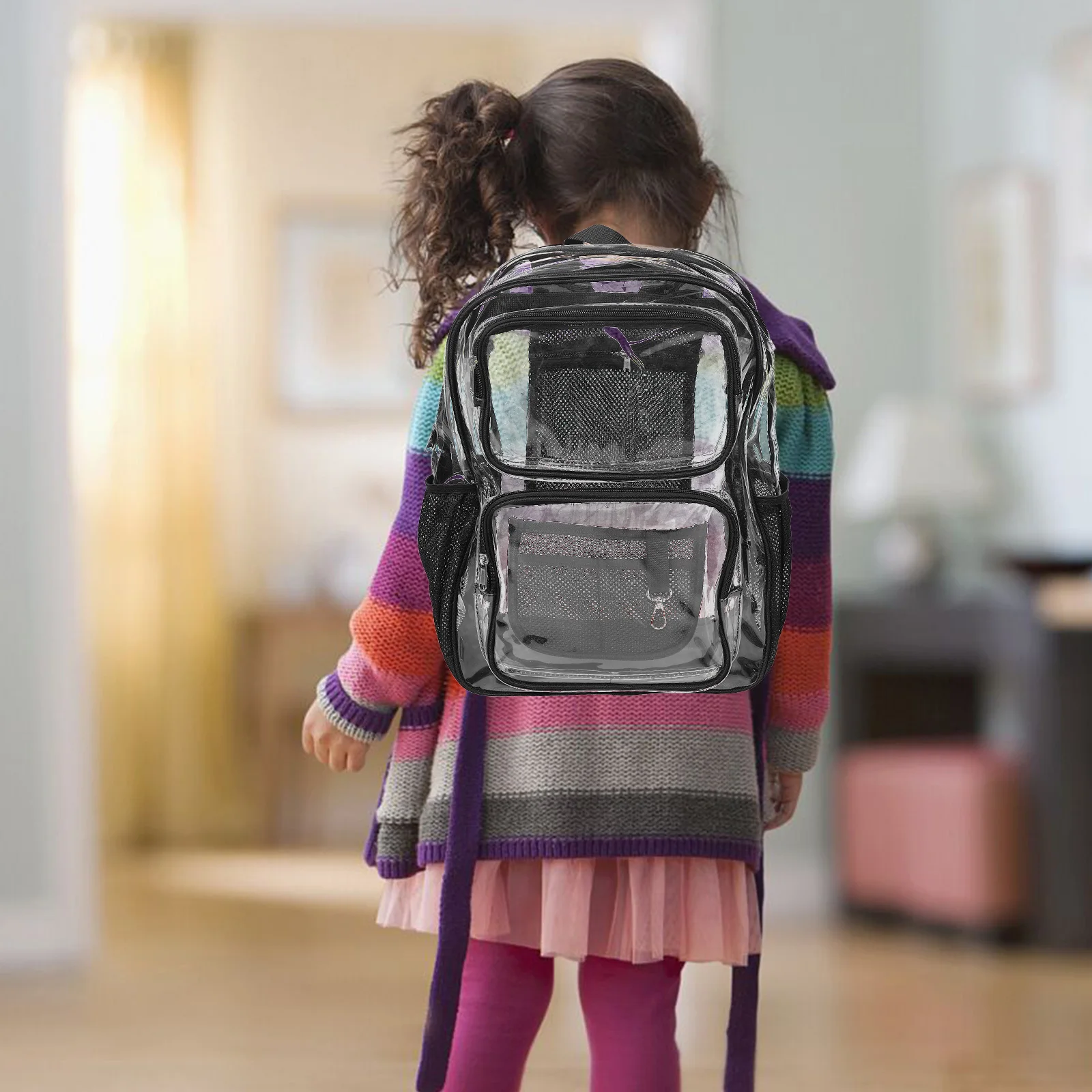 Waterproof Clear School Rucksack Spacious PVC Backpack for Outdoor Commute Transparent Bag for Men Women Daily Use Stadium