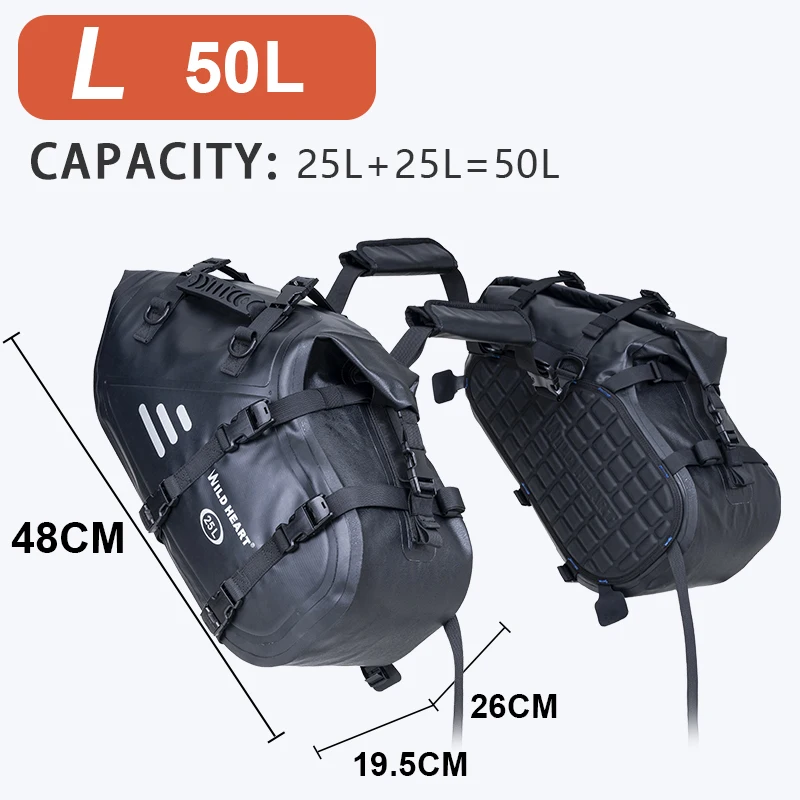 Motortas 100% Waterdicht 24L/36L/50L Grote Capaciteit 2 Stuks Motorfiets Zadel Zijtas Universele Pasvorm Motorfiets Fietstas