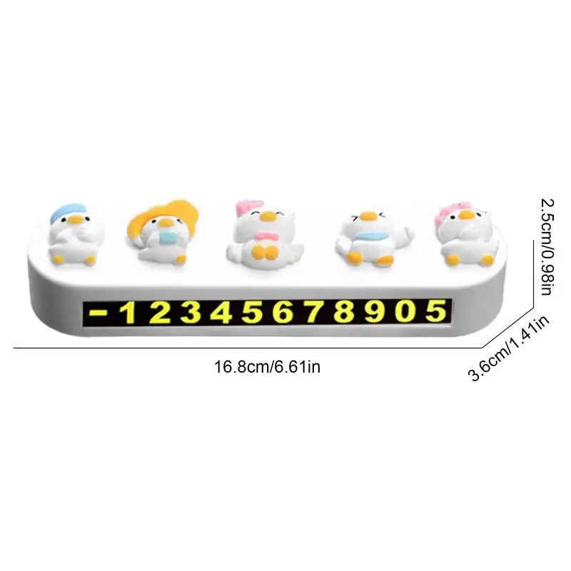 Car Number Plate Cartoon Little Duck Temporary Parking For Auto Interior Decoration Vehicle Accessories