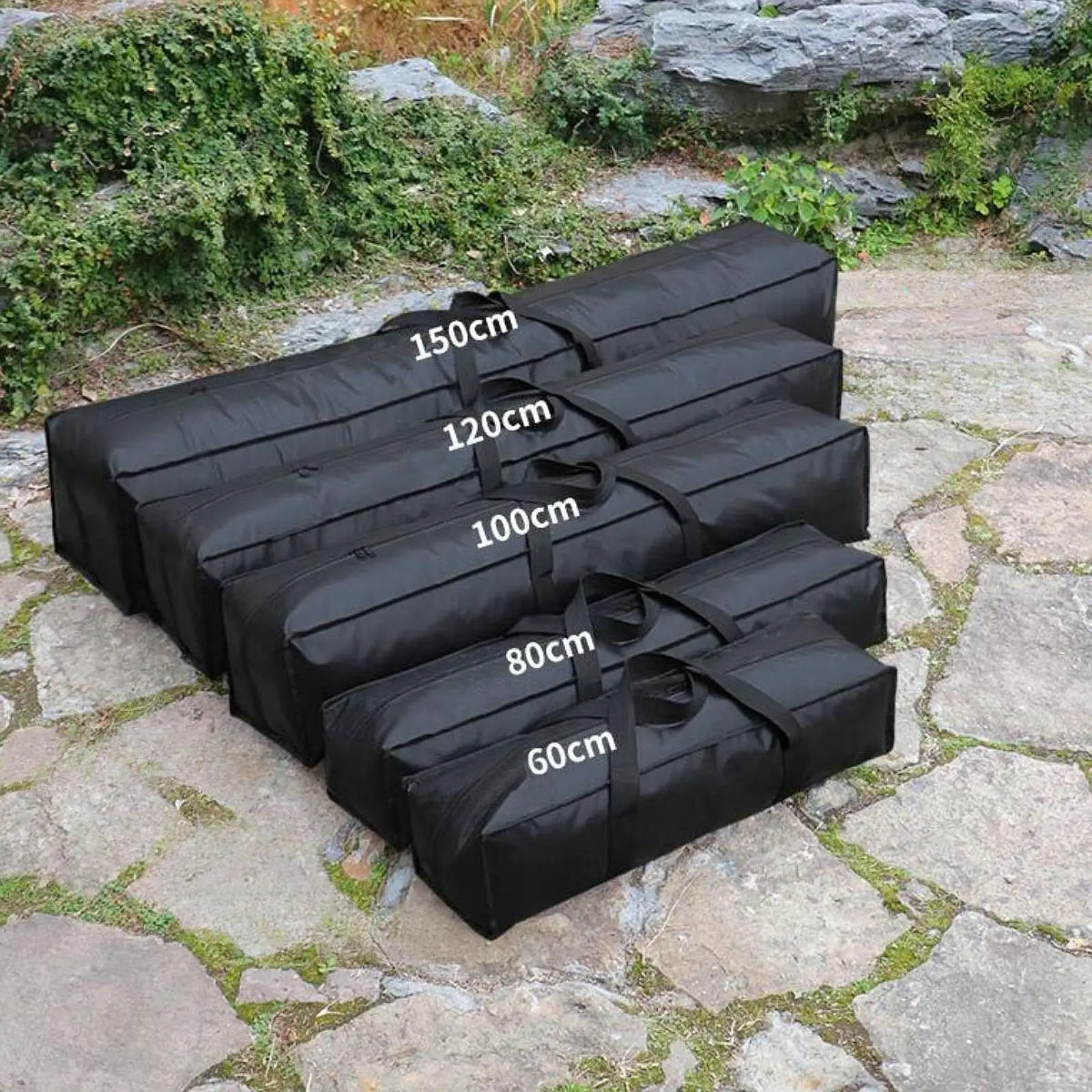 Large Travel Duffle Bag Zippered Dustproof Easy to Clean Portable Heavy Duty Waterproof for Tripod Fishing Outdoor Moving Black