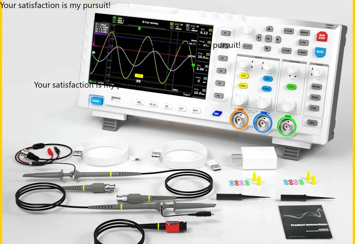 Digital Oscilloscope 2 In 1 Dual Channel Input Signal Generator 100MHz* 2 Analog Bandwidth 1GSa/s Sampling Rate