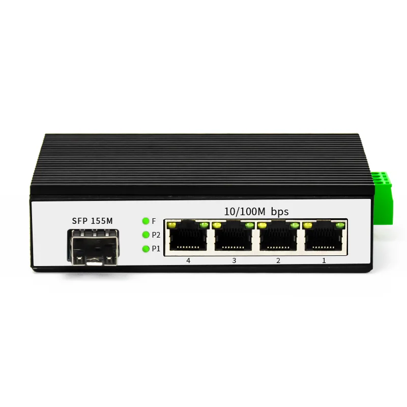 hit product4 Port 100Mbps PoE Industrial Fiber Optic Switch DIN-Rail Design -30C~+75C SC/SFP Port 30W IP40 Protection POE Switch