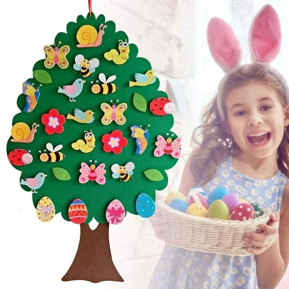 Kinderen Diy Vilt Boom Hanger Easter Brithday Cadeau Hanger Educatief Speelgoed Cartoon Muur Opknoping Xmas Voor Kinderen Kerstboom