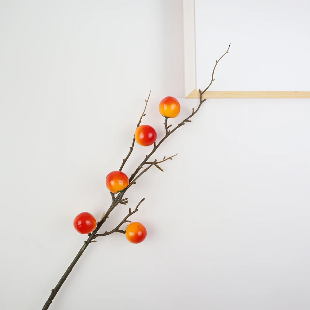 64cm Simulated Single Branch Small Persimmon Pseudoplant Berry Wedding Table Decoration Wedding Accessories Nordic Home Decor