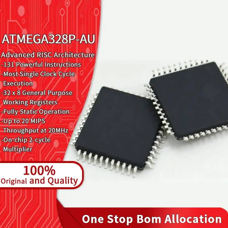 ATMEGA328P-AU TQFP32 AVR 8 Bit Microcontroller 32KB Flash Memory For Electronic Hardware Circuit Driver Module ATMEGA328 IC Chip