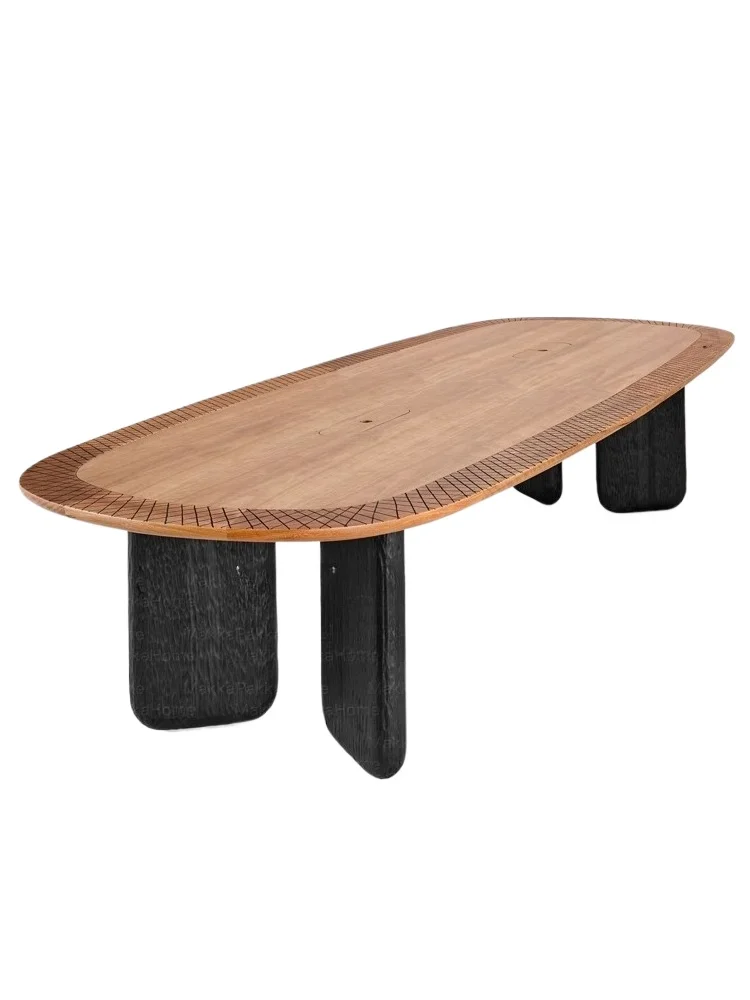 

retro art log conference table, Nordic solid wood negotiation dining table Medieval style solid wood dining table,