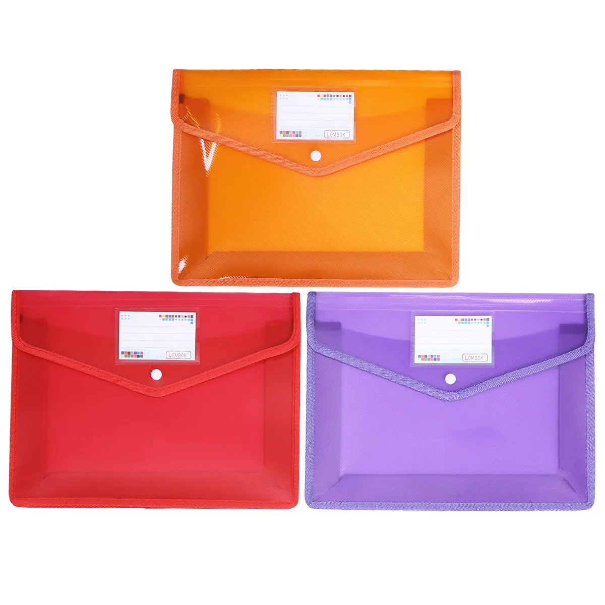 

3Pcs A4 Waterproof Folder Clear Document Organizer PVC Material Button File Holder Document Storage Organizer Office Supplies