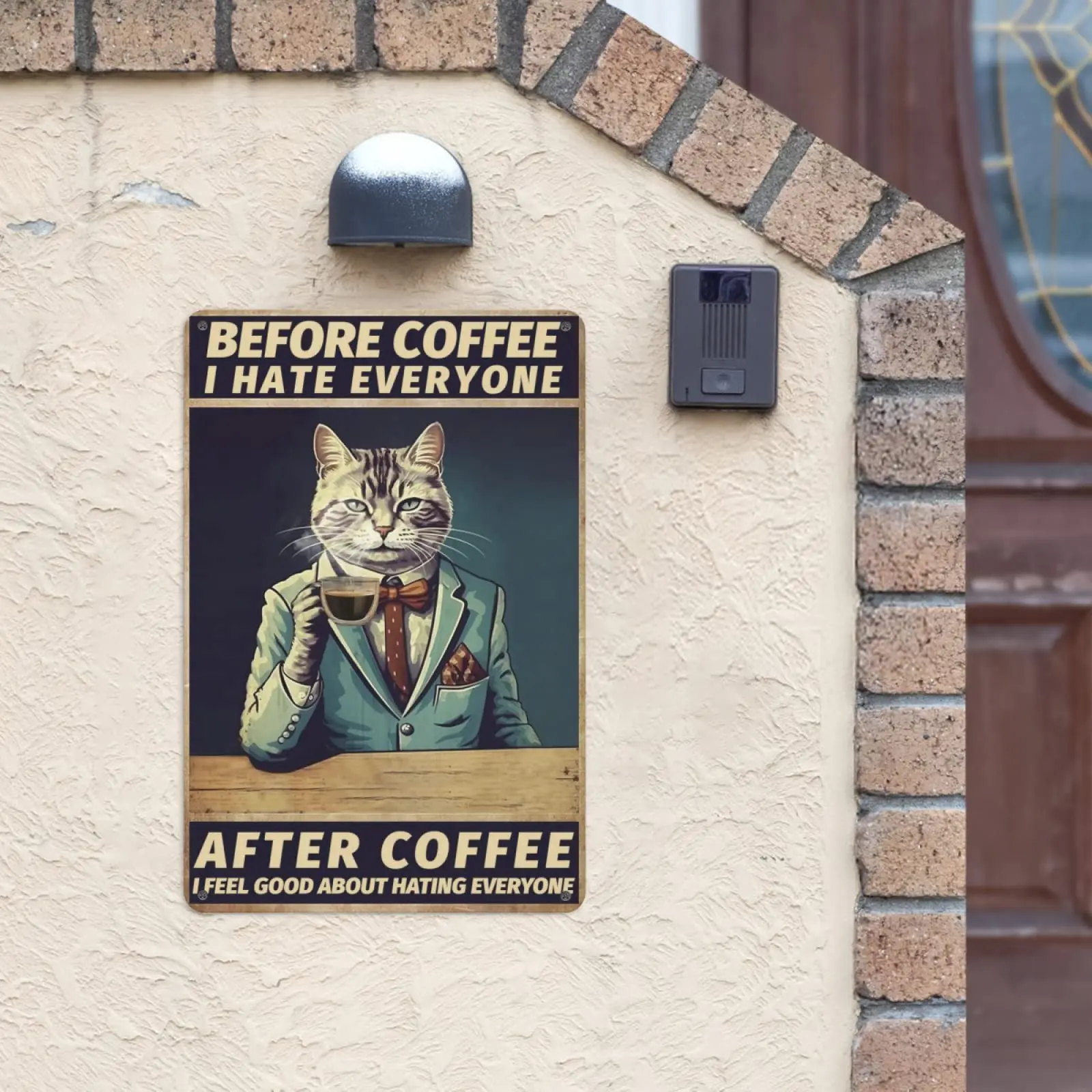 TopPacific es Vintage Tin Signs, Cat Before Coffee I Hate Everyone