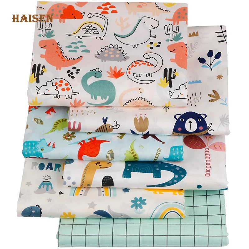 

Width:160cm Cartoon Dinosaur Cotton Twill Sewing Fabric,Making Baby Clothes DIY Newborn Pajamas Clothes Textile Cloth Material