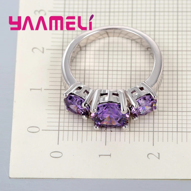 925 Sterling Silver 3 CZ Stone Prong Setting Band Rings for Men Women Wedding Engagement Jewelry Hot Sale 7 Colors!!!