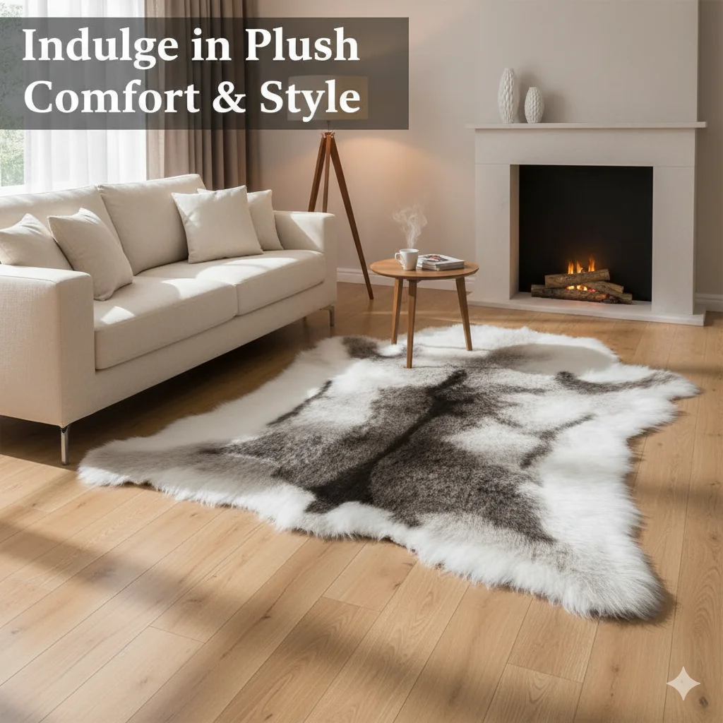 Imitation Reindeer Fur Carpet Plush Bedroom Floor Mat Soft Animal Style Bedside Rug Anti Slip Thick Faux Fur Home Decor