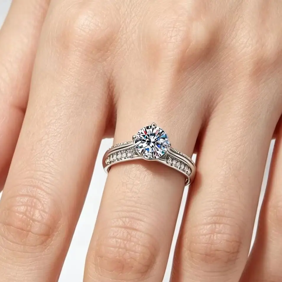 

VENTFILLE 100%925 Sterling Silver Moissanite Ring Engagement 1CT D Color Moissanite Jewelry Certified For Women Anniversary Gift