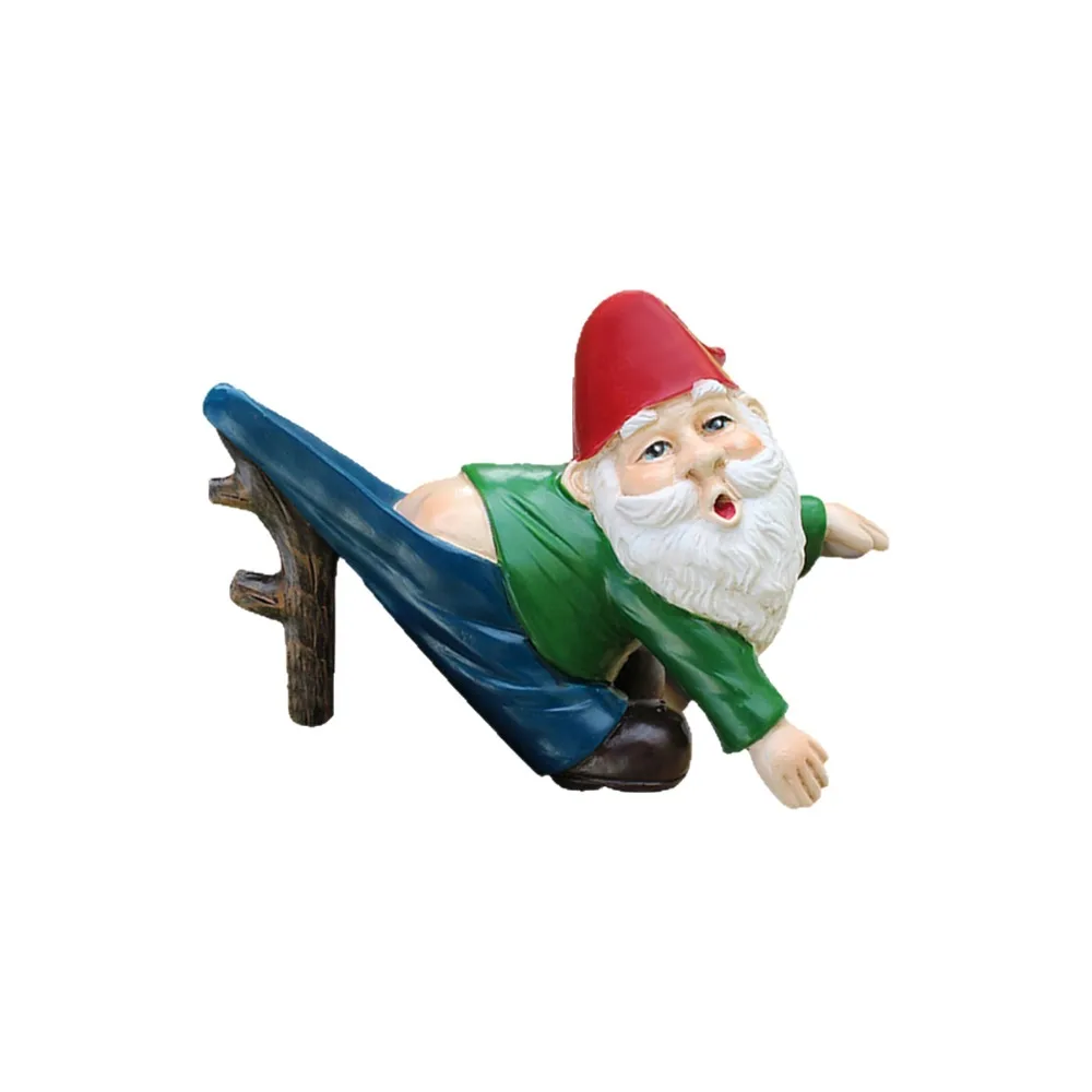 

Durable Funny Mini Gnome Hanging Statue Cartoon Lifelike Dwarf Miniature Sculpture Resin Dwarf Pants Pendant Outdoor Courtyard