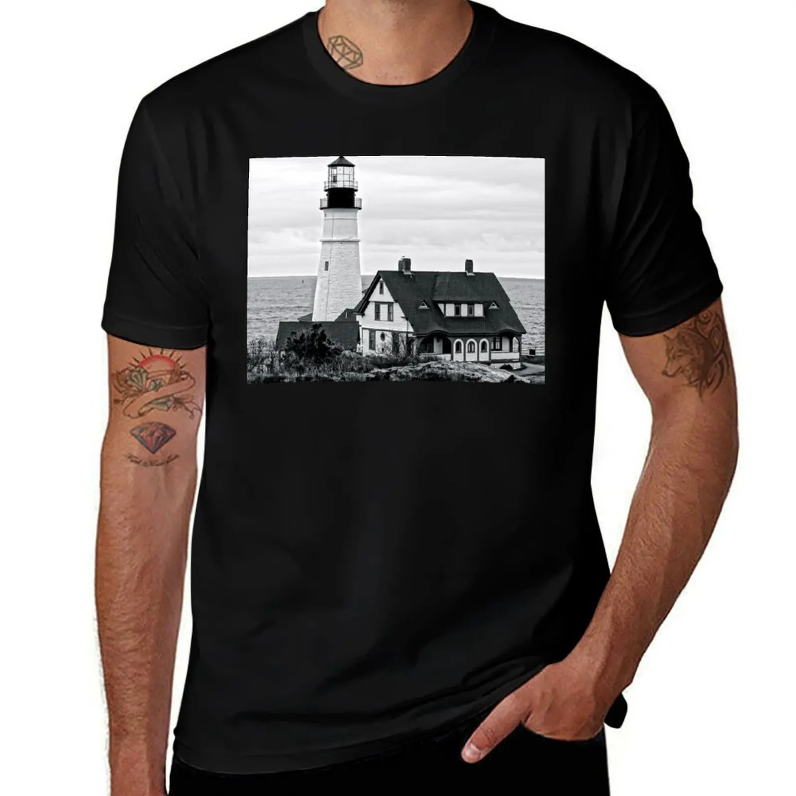 

The Lighthouse- Portland Head T-Shirt anime tshirt t shirt men 100% cotton luxury brand T-Shirt