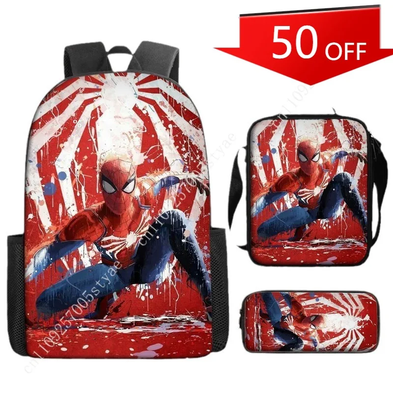 

Best-Selling Marvel Spider-Man 3-Piece Backpack Set Cartoon Anime Schoolbag, Lunch Bag, and Pencil Case