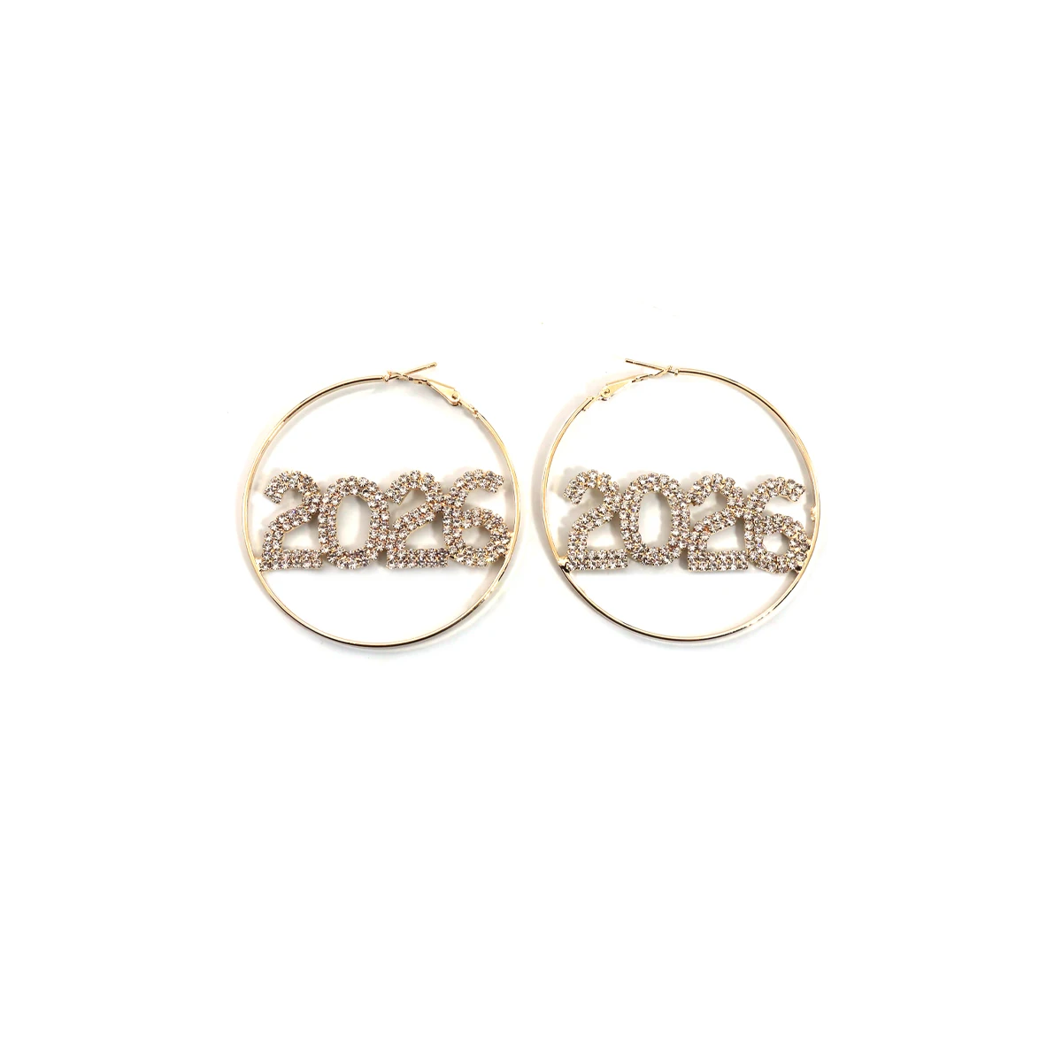 Fashion Digital 2026 New Year Gift Christmas Party Rhinestone Simple Earrings Circle Ear Cuff Elegant Accessory