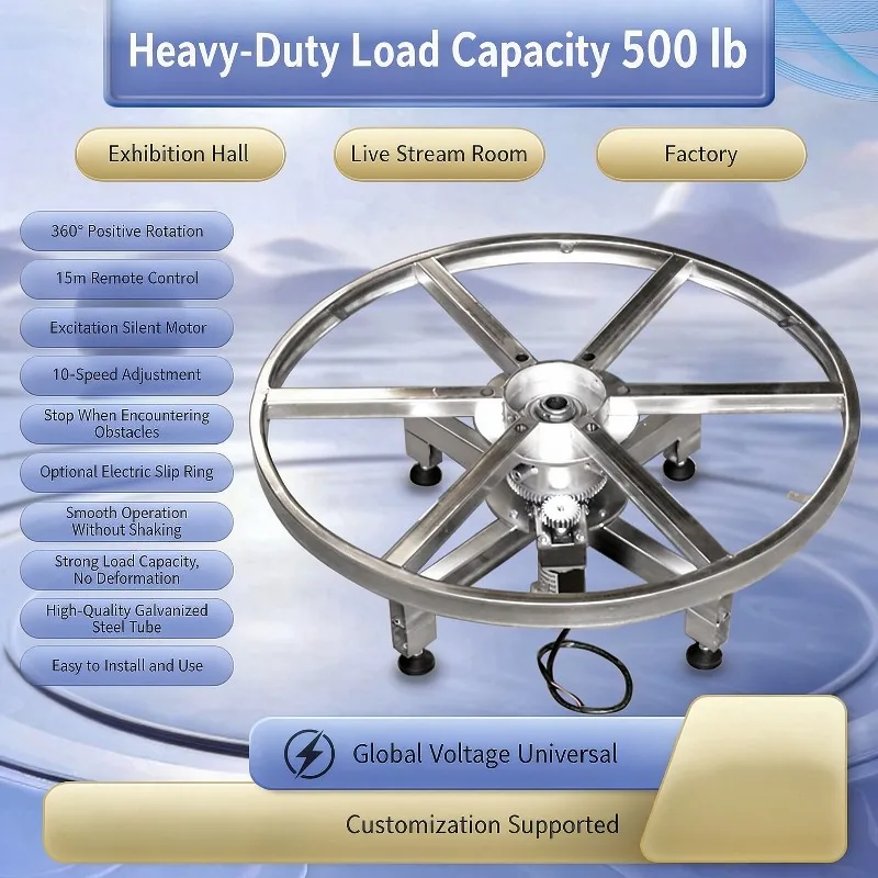 Heavy Duty Motorized Rotating Display Turntable 50cm 27cm Remote 10-Speed 360° for Motorcycle Photography Live Show 100-240V