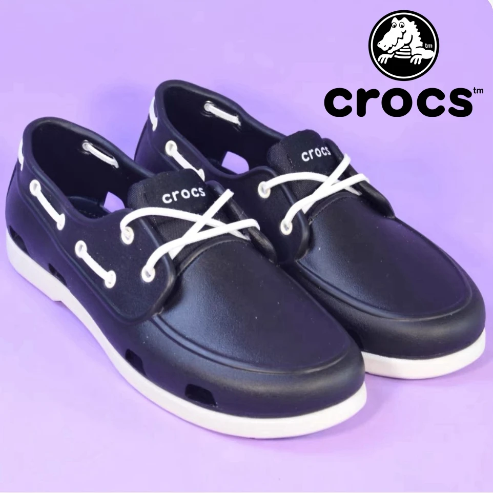 Crocs Men's Casual Boat Shoes Colorful Loafers For Men Driving Colorful Lace up Outdoor Footwear Breathable Beach Shoes