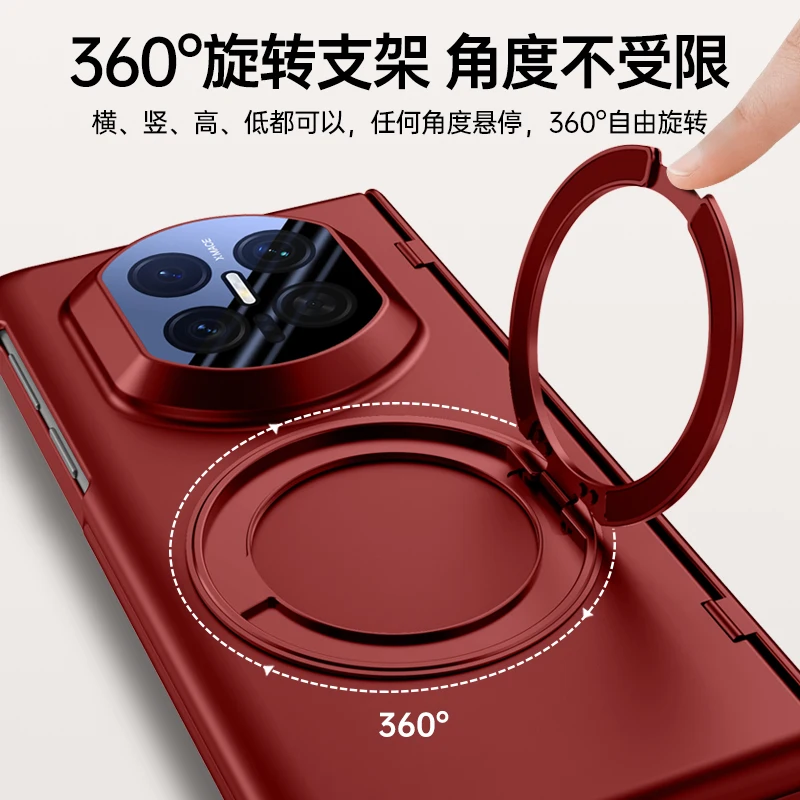 Etui na Huawei Mate X7 Luksusowe Skórzane PU z Pierścieniem Magsafe i Magnetycznym Stojakiem, Ochronne Etui na Tył Telefonu, Pełna Ochrona Obudowy na Mate X7 — zdjęcie produktu 3