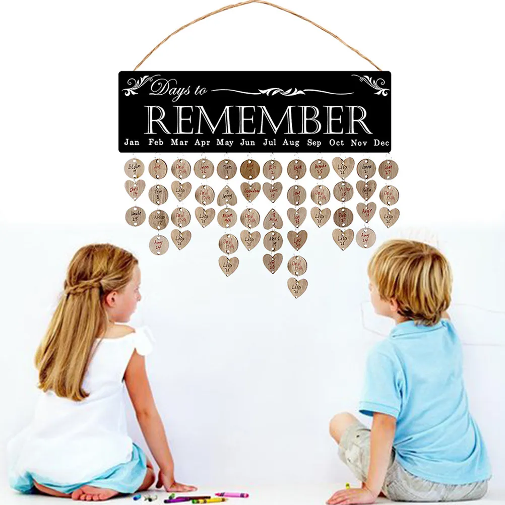 

1Set Wooden Birthday Calendar Wall Hanging Decoration Family Reminder Board DIY Tag Kit for Home Wall Gifts Christmas Wedding