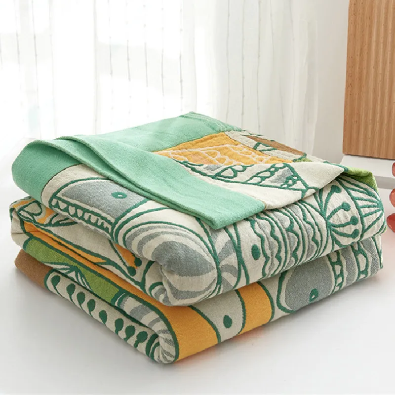 Cotton Gauze Towel Quilt Van Gogh Fish - Green Summer Thin Blanket Bed Sofa with Air Conditioning Cover Blanket Home Decor 여름이불