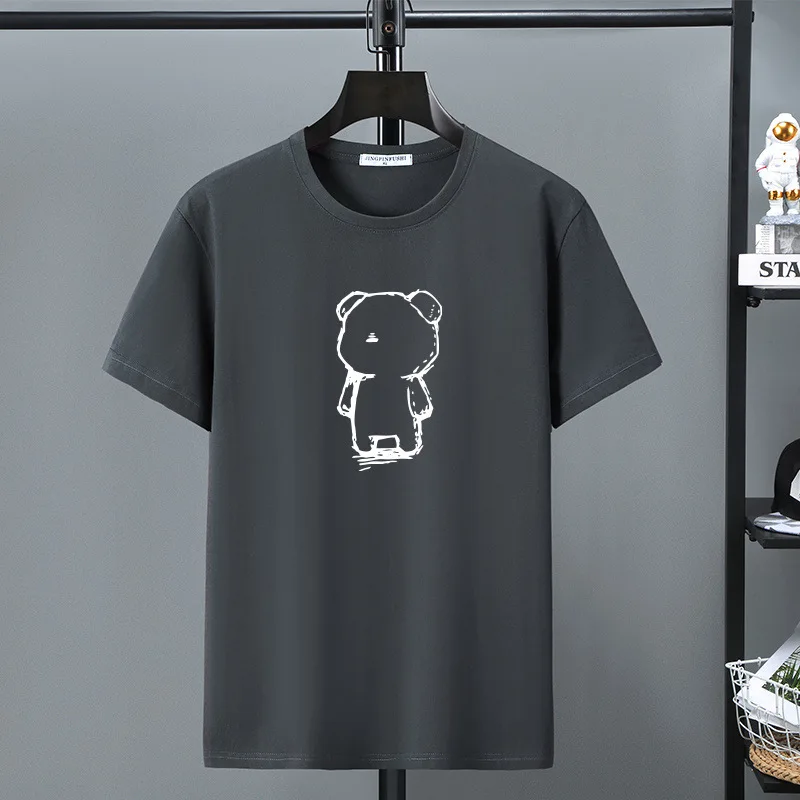 Big Size 10XL 12XL T-shirt Summer T Shirt Men Short Sleeve Cotton Tshirt Casual O-neck Tops Tees Male Bear Print Shirt Crewneck