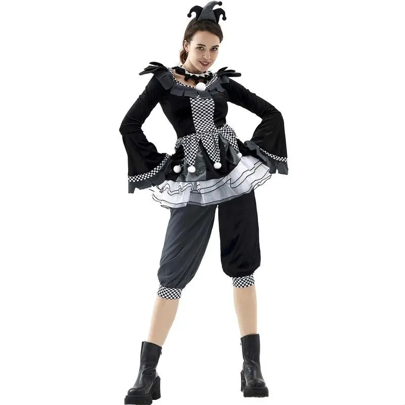 Halloween Horror  Clown Costume Women's Festival Theme Outfit Stage Performance Traditional Chinese Style Clothing