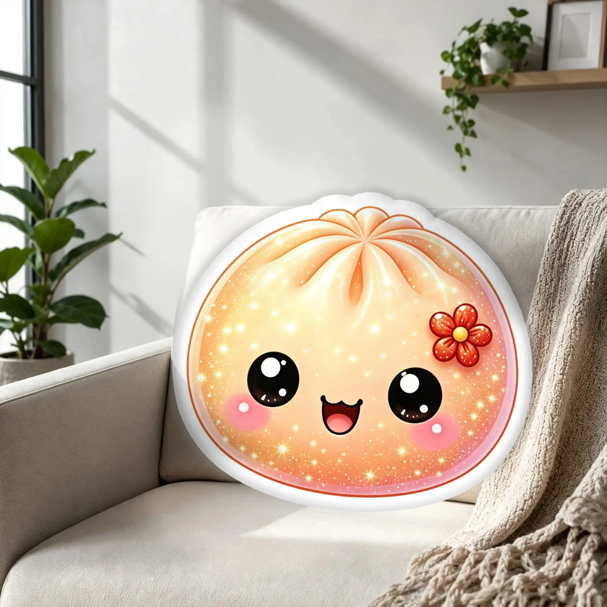 Custom Super Funny Cute Kawaii Baozi Throw Pillows Soft Delicacies Food Plush Cushion for Bed Sofa Decoration Home