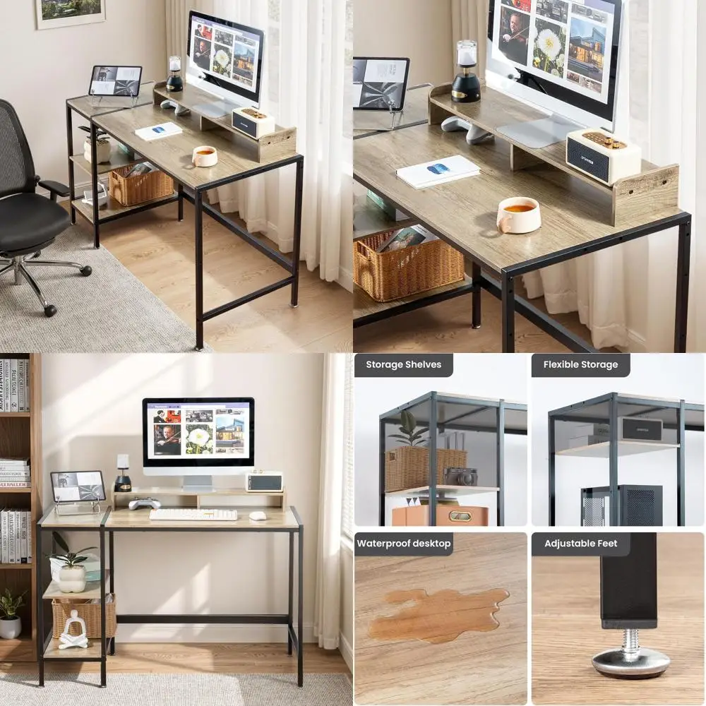 

Gray 47 Gaming & Home Office Desk with Storage for PCs, Ideal for Small Spaces and Bedrooms