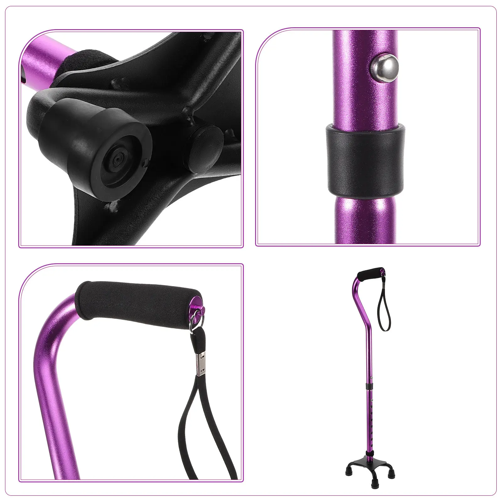Ergonomic Adjustable Foldable Cane for Elderly Lightweight Aluminum Alloy Stability Cane for Men Women Comfortable Grip Walking
