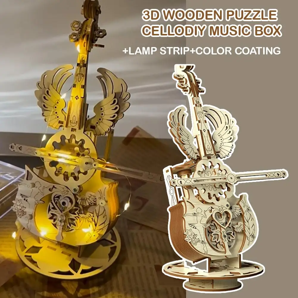 3D Wooden Puzzle Music Box Piano Model Kit DIY Assembly Musical Instrument Building Kits Home Decor Crafts Gift for Adults Kids