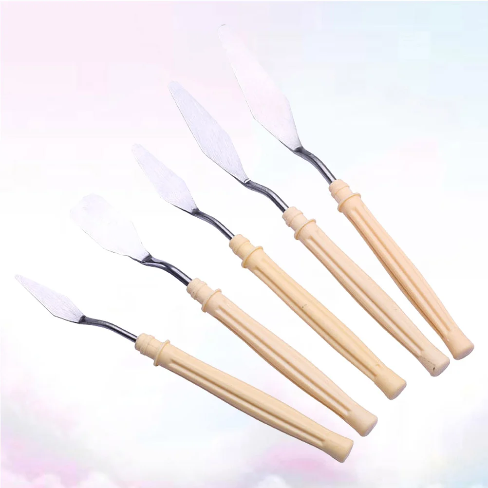 

5Pcs Oil Paint Spatula Kit Durable Stainless Steel Art Essentials for Home Studio and Travel Use Scraper Spatula