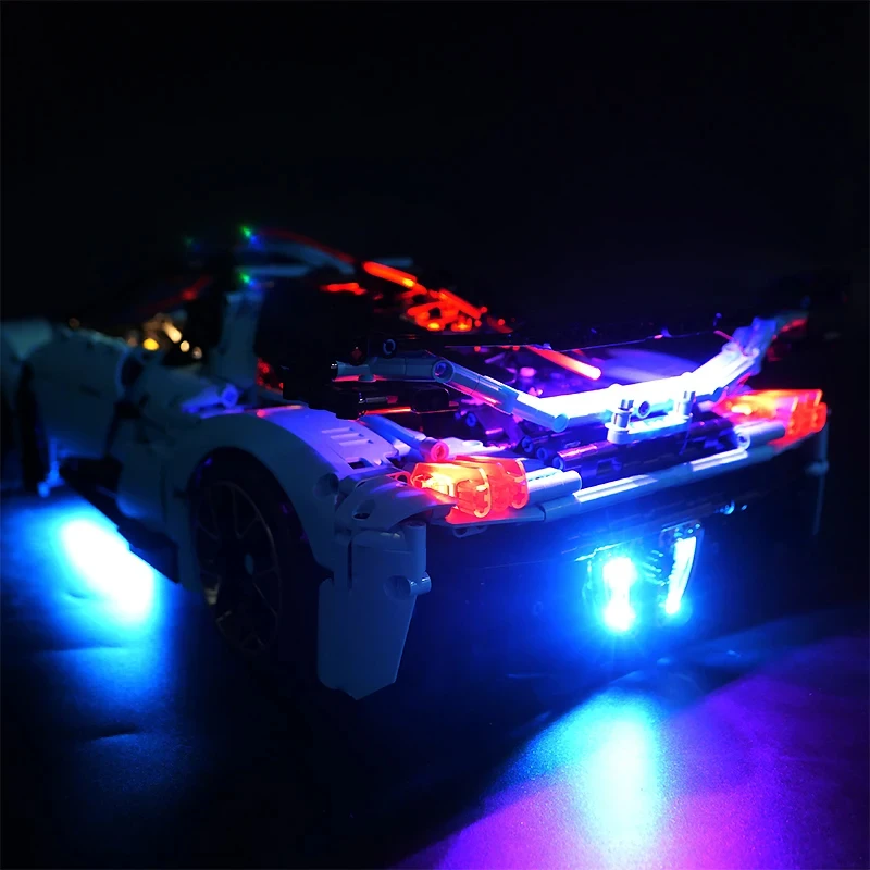 مجموعة إضاءة LED RC DIY لمجموعة مكعبات بناء السيارة الرياضية الفنية LEGO T5011 (إضاءة LED فقط، بدون نموذج كتل)