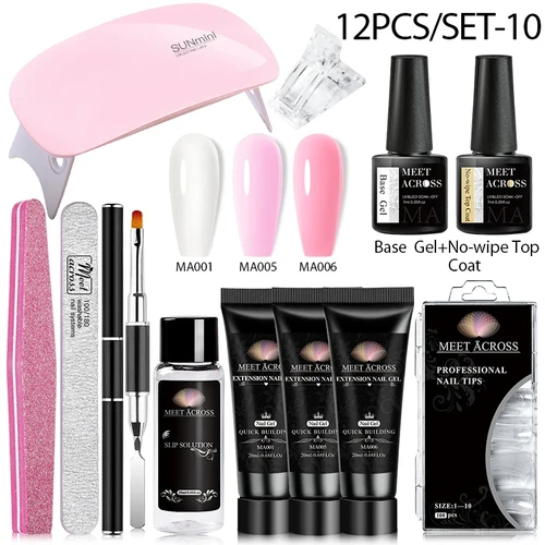 Imagen 2 del producto MEET ACROSS-Kit de Gel antiadherente para extensión de uñas, juego de Gel Moldeador de escultura de mano sólido, sin necesidad de soporte de papel para construcción rápida de Arte de uñas