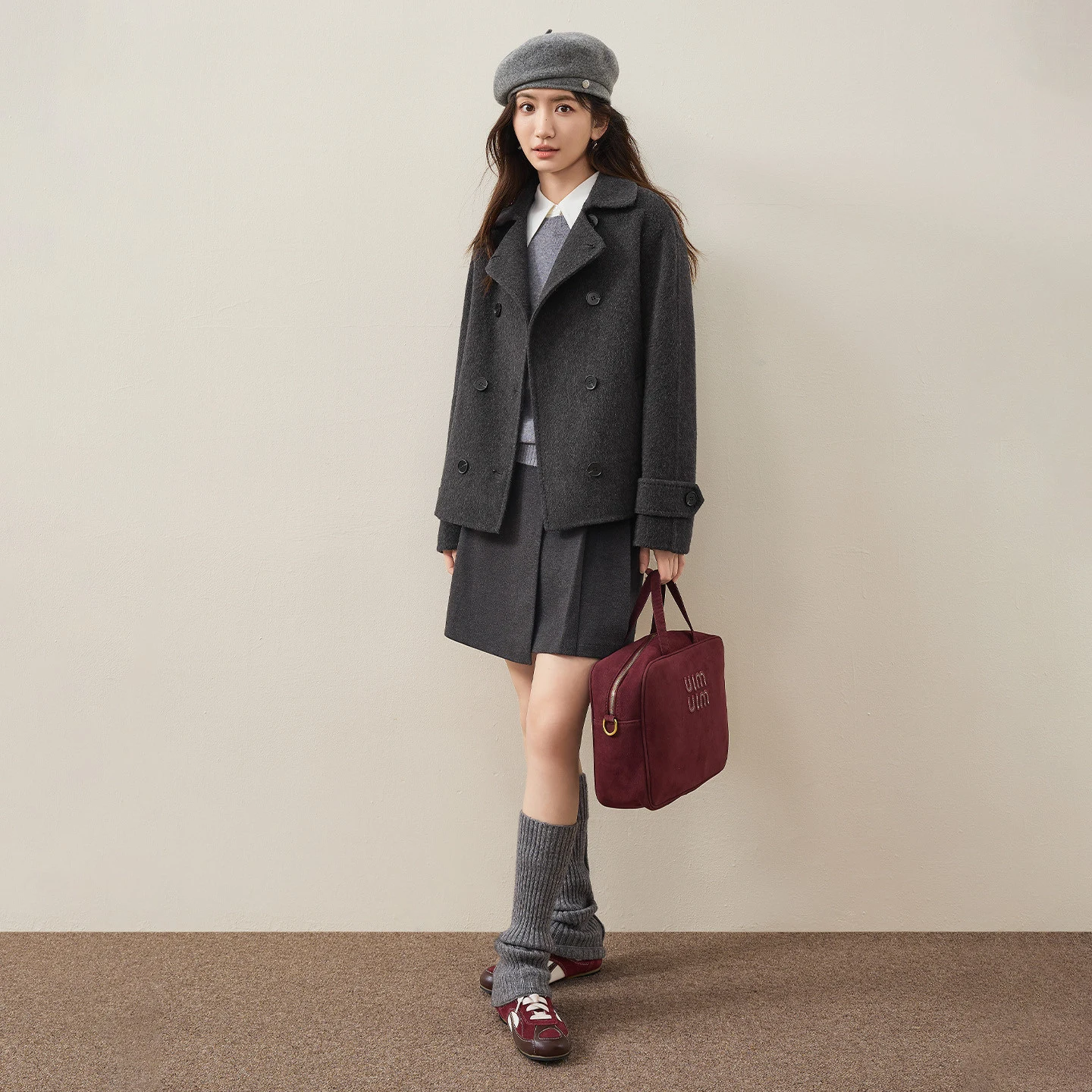 SENTUBILA Double‑Faced Wool Coat for Women Winter Elegant Lapel Warm Woolen Jacket 2026 Loose Drop‑Shoulder Outerwear W64OC7754