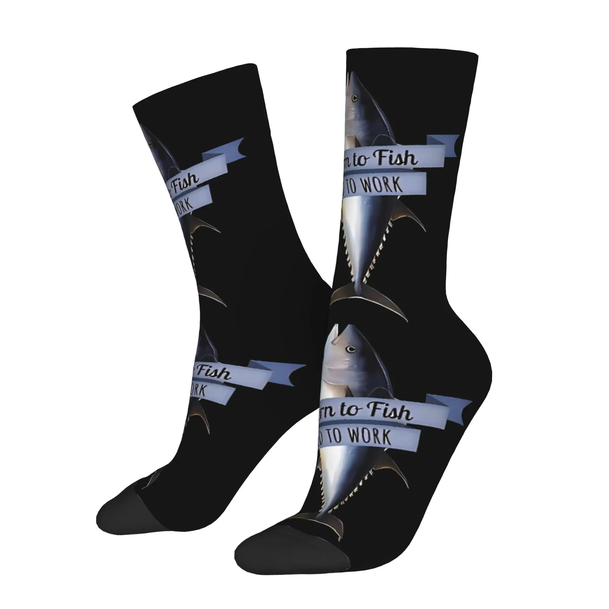 

Born To Fish Forced To Work Sock Printed Man Polyester Fashion Popular