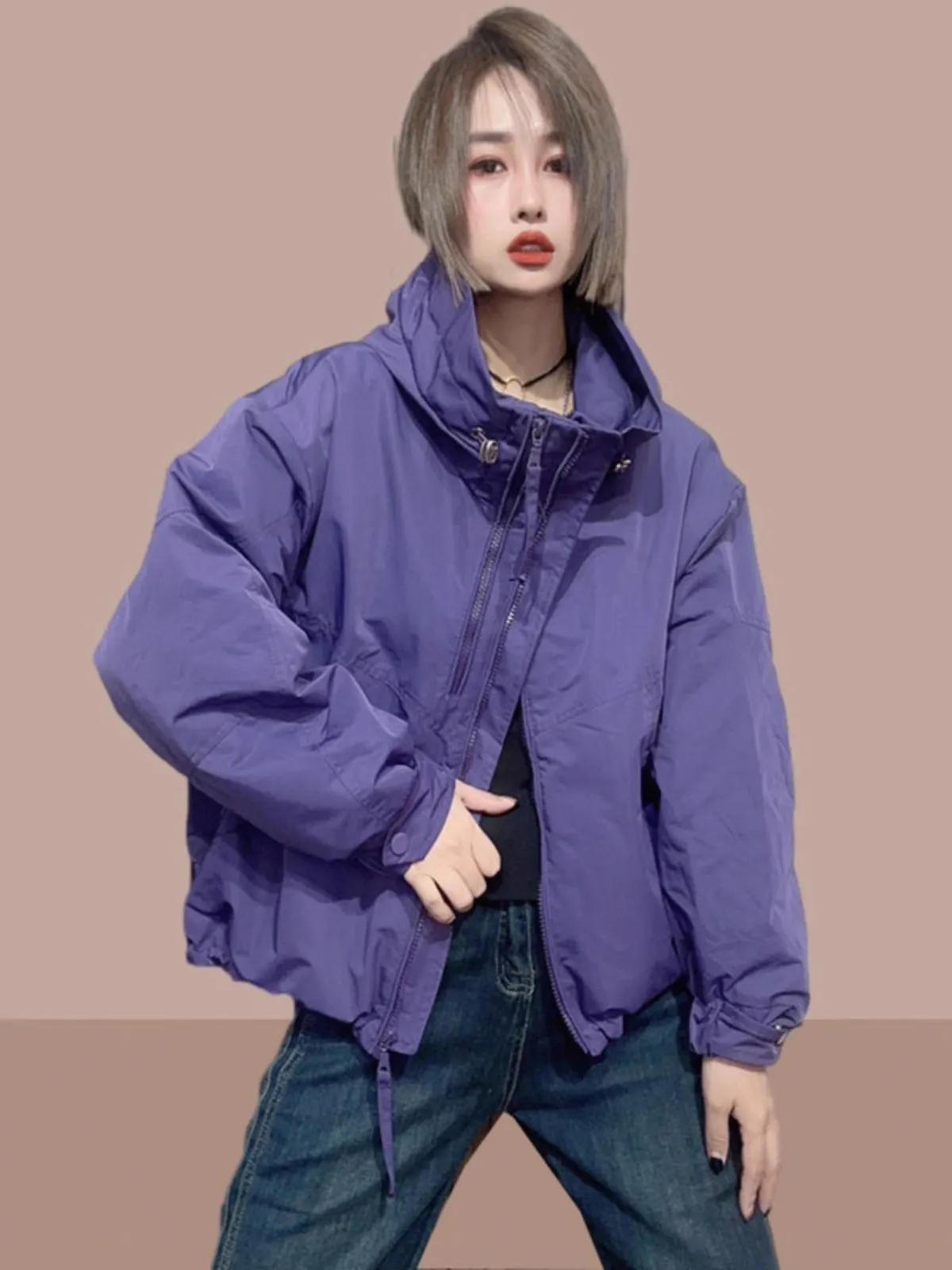 معطف نسائي قصير لفصلي الربيع والخريف 2025، سترة بسحاب، أنيق وعصري، مقاس صغير، ملابس خارجية للنساء #1