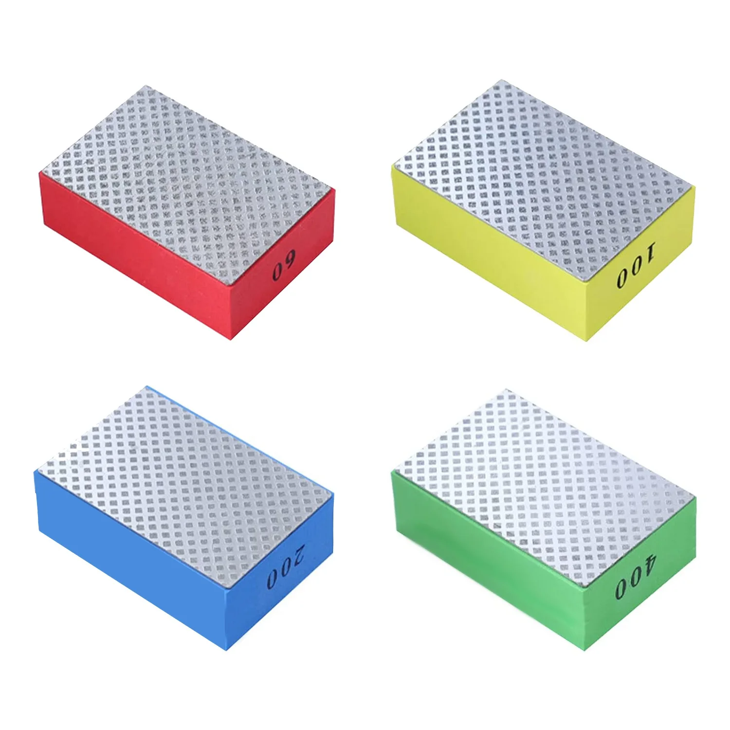 AT43-4 Pcs Diamond Hand Polishing Pads For Sanding Polishing Grinding Block 60,100,200,400