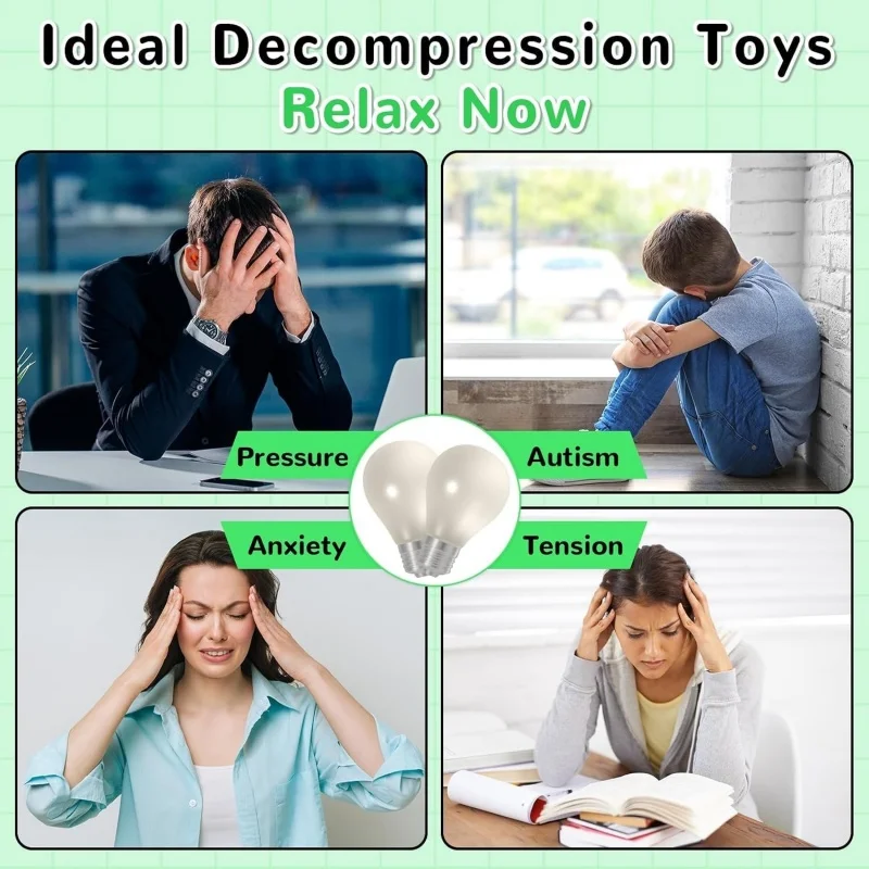 Glow in The Dark Light Bulb Squishy Toy Lamp Bulb Fidget Sensory Toys Luminous Decompression Toy Soft Squeeze Gifts for Adults view 4