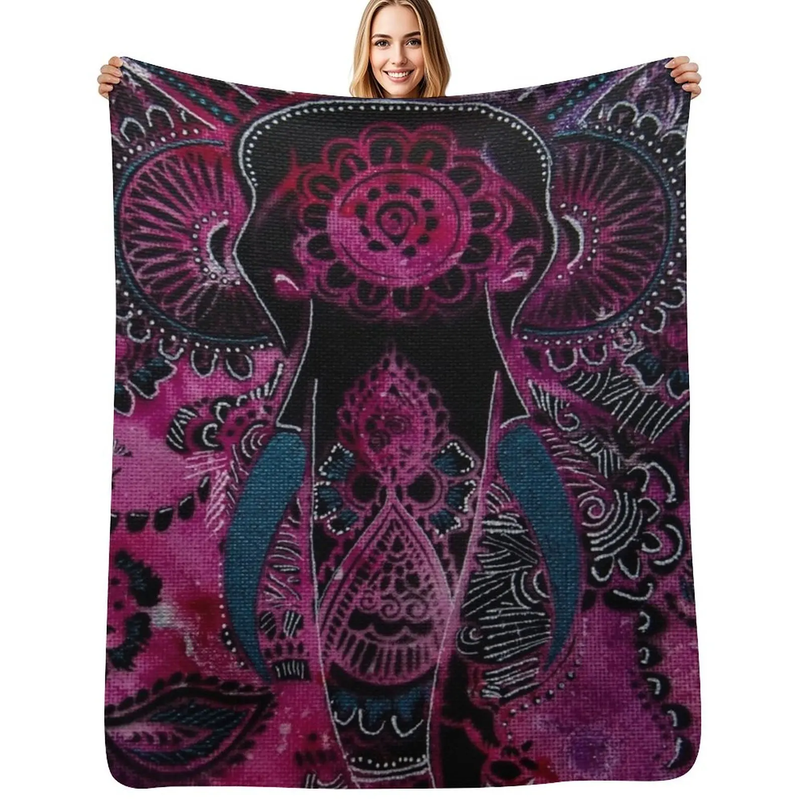 

Pink Elephant Throw Blanket Soft Plush Blanket as Housewarming Gift