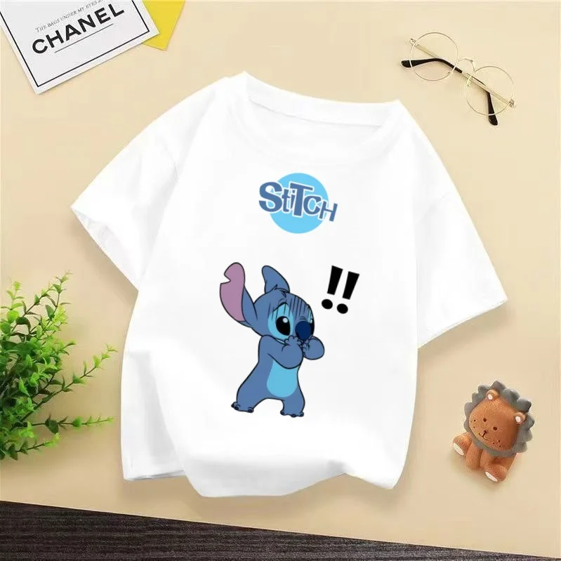 

Personalized children's round neck T-shirt Stitch pattern blouse boys and girls birthday gifts summer fashion short sleev