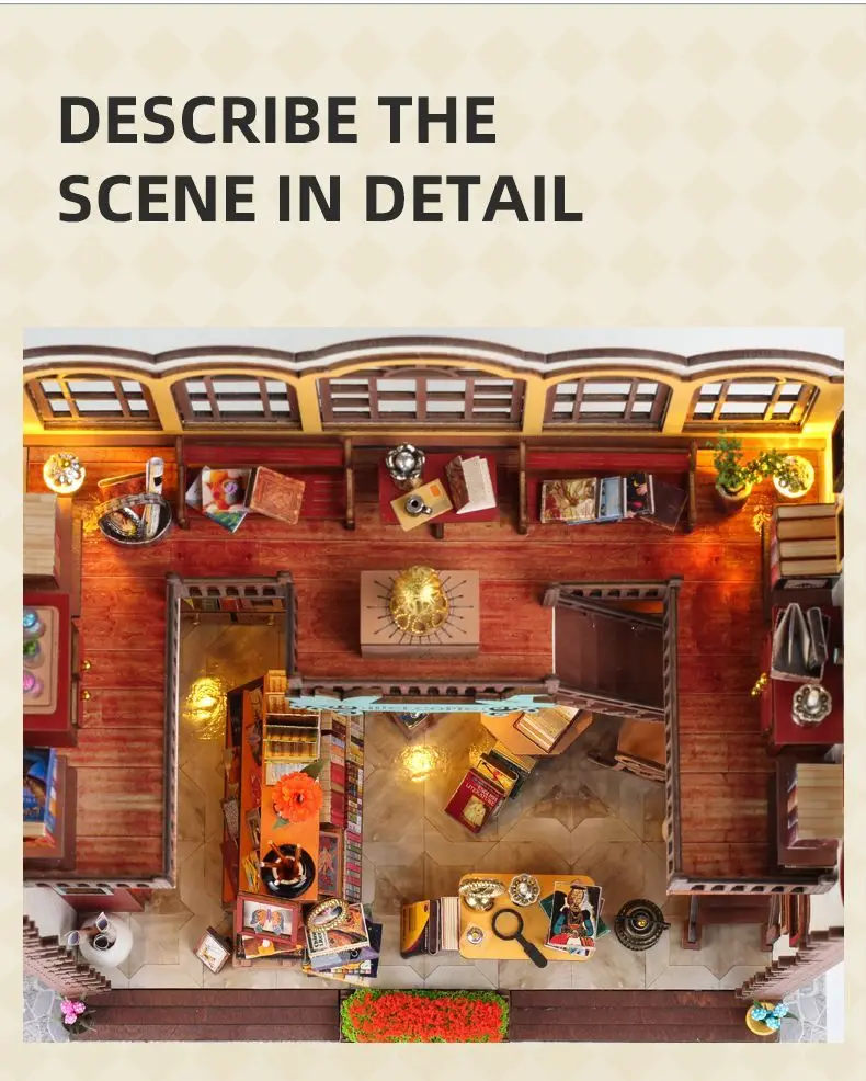 Magiczny Domek Książkowy Zestaw Klocków Drewnianych Pozytywka 3D DIY Ręcznie Robiony Domek Kreatywne Dekoracje do Składania Zabawki dla Dzieci Prezenty